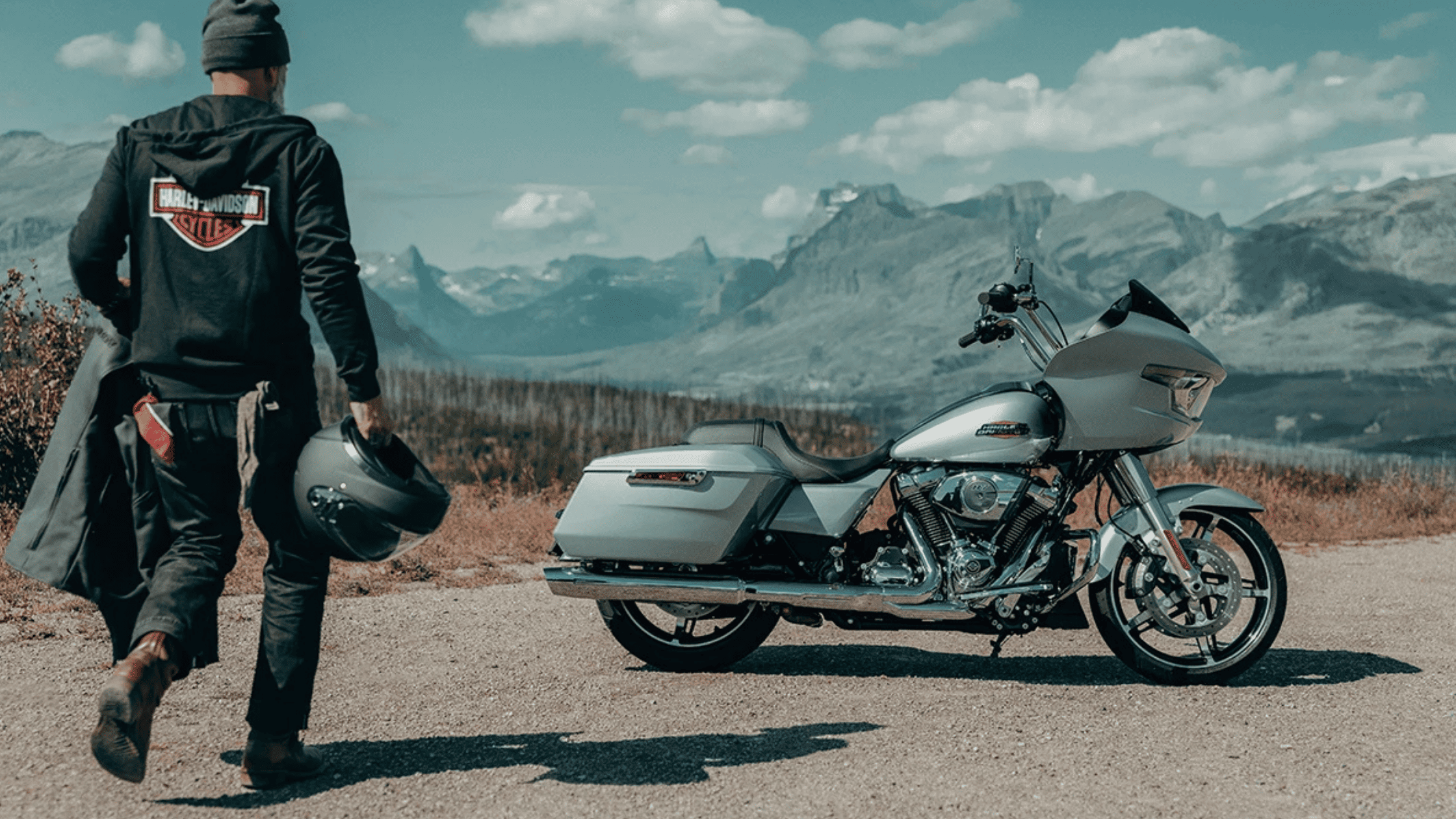 A 2025 Harley-Davidson Road Glide near Atlanta, GA, parked in a scenic outdoor setting.
